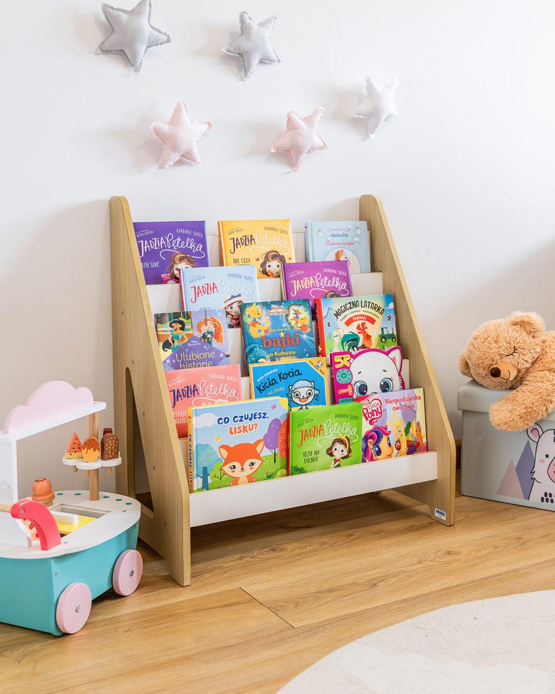 Regał Montessori – organizer na książki i zabawki dla maluchów, nowoczesny, minimalistyczny design zdjęcie 7