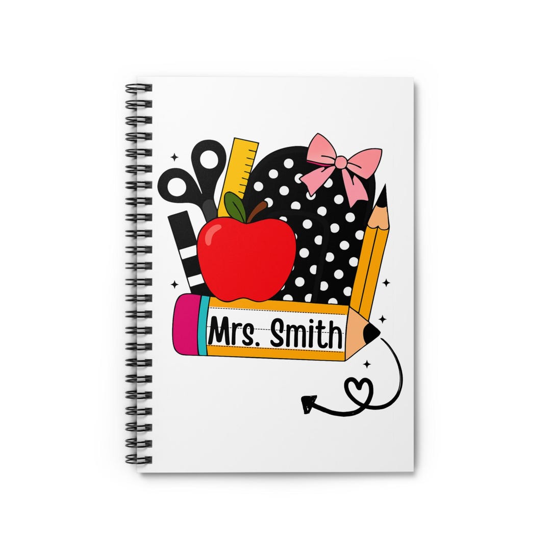 Personalized Teacher Apple Pencil Heart Spiral Notebook | Gift - Etsy