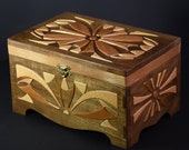 Unique Decorative Box Collection - Wood Inlay Jewelry Box and Home Decor Handmade Walnut Inlaid Wood Box Handcarved Wooden Gift Storage