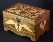 Unique Decorative Box Collection - Wood Inlay Jewelry Box and Home Decor Handmade Walnut Inlaid Wood Box Handcarved Wooden Gift Storage