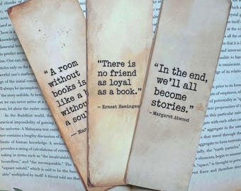 Literary Quotes Bookmark Set | Dark Academia | Hemingway | Inspirational Quotes | Reading Quotes | Gift for Readers | Gift for Writers