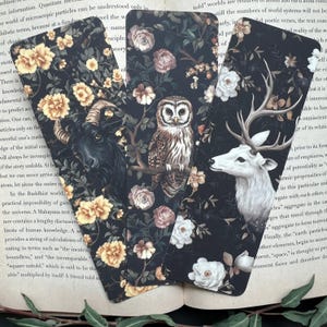 Animal Bookmark Set | Nature Bookmark | Dark Floral Bookmark | Owl Bookmark | Deer Bookmark | Book Lover Gift | Nature Lover | Cottagecore