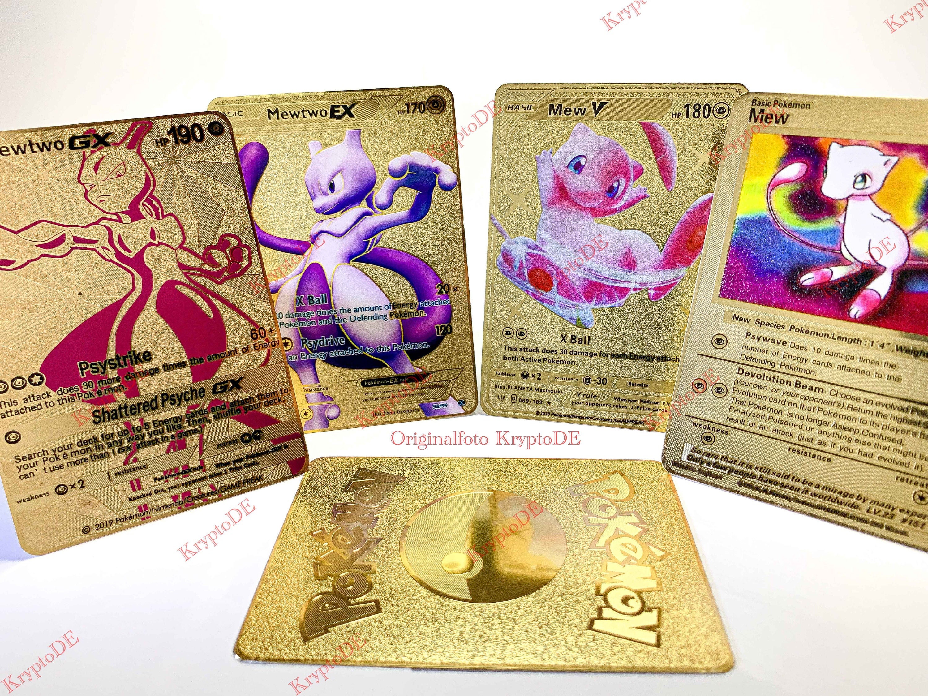Gold-plated Mew & Mewtu mewtwo Metal Pokemon Cards Pokémon - Etsy