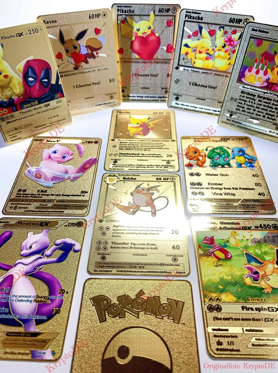 Goldplated Pokemon Cards Made of High Quality Metal Etsy Ireland