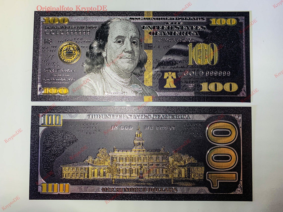 Goldplated 100 US Dollar Bill in 'black Amex Design' Etsy UK