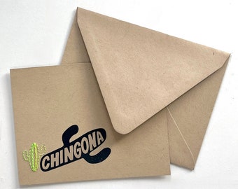 CHINGONA Kaktus Notizkarte & Briefumschlag