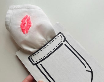 Hand bestickt Lippenstift Taschentuch