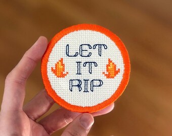 Kreuzstich Bügelbild The Bear LET IT RIP Bügelbild