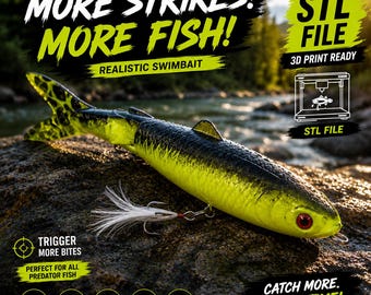 Archivo STL de señuelo de pesca realista de 15 cm con hundimiento lento (descarga digital)