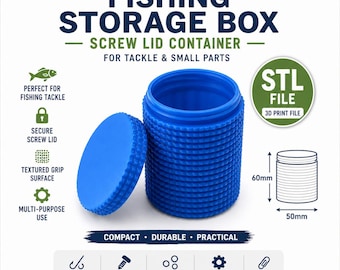 Caja de almacenamiento para aparejos de pesca STL / Contenedor con tapa de rosca (50 x 60 mm) (Descarga digital)