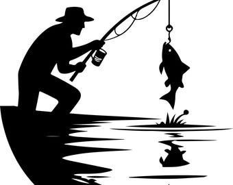Fishing Silhouette Clipart | Fisherman Laser Engraving Design (Digital Download)