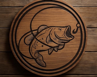 Logotipo de pez lubina SVG / Imagen vectorial de anzuelo de pesca (Descarga digital)
