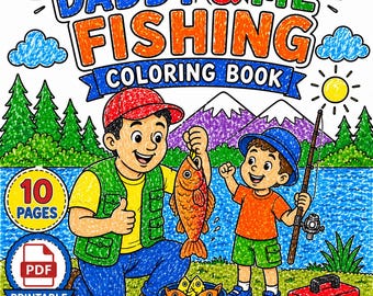Libro para colorear "Papá y yo pescando" / Actividad infantil al aire libre en la naturaleza (Descarga en PDF)