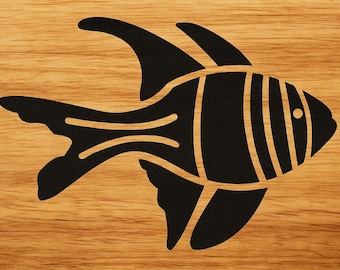 Silueta vectorial de pez ángel / Imágenes prediseñadas de peces tropicales para Cricut (SVG, PNG, PDF)