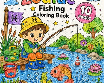Libro para colorear de pesca Zodiac para niños – 10 páginas imprimibles (descarga en PDF)