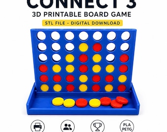 Juego de mesa Conecta 3 (archivo STL) – Juego de estrategia imprimible en 3D (descarga digital)