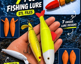 7 archivos STL de señuelos de pesca: diseños de swimbaits imprimibles en 3D (descarga digital)