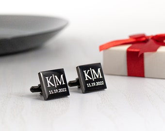 Engraved Rose Gold Cufflinks & Personalised Gift Box Cuff Links Bridal rgcls6 