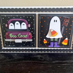 Square interchangeable  Halloween Purple Truck  signs, 2 SQUARE interchangeable signs, farmhouse style, laser cut