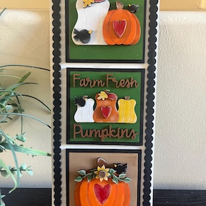 Square interchangeable Fall Pumpkin signs, interchangeable signs, farmhouse style, laser cut