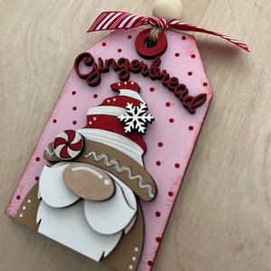 Handmade 3D Laser Cut Christmas Gnome Ornament: Gingerbread Wood Gift Tag