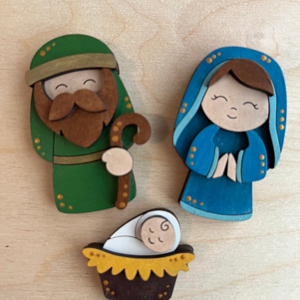 Christmas Nativity  hand painted magnets | neodymium | fridge magnets  | Jesus  | Mary | Joseph | Laser magnet