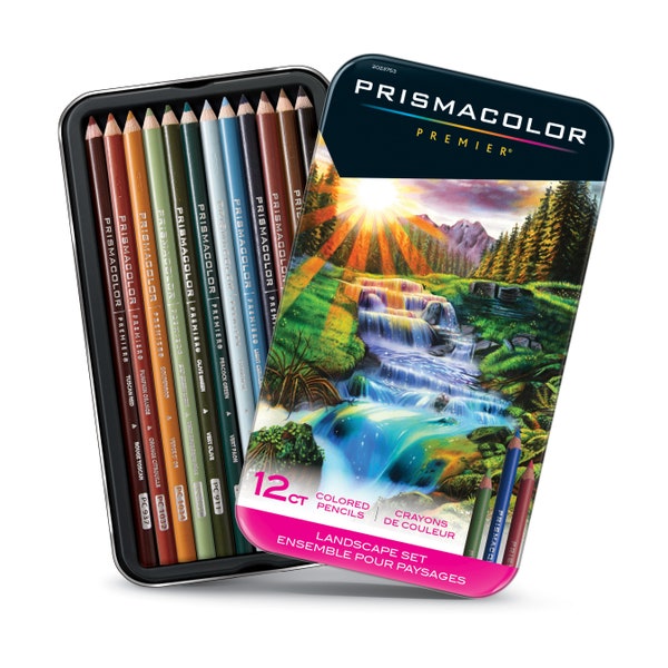 Prismacolor Premier Ensemble de crayons de couleur à noyau épais, 12 couleurs, paysage