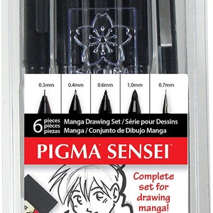 Manga 8 Piece Pigma Sensei Manga Drawing Kit, Gift for Self or