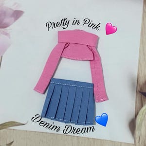 Off shoulder shirt & pleated skirt for pullip dolls 22/24/26/27cm S/M obistu,pullip ,puremeemo, barbie
