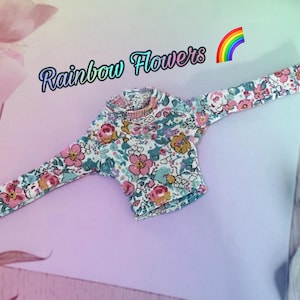 Raibow Flowers shirts for pullip dolls 50% Donated to LGBTQ+ Support! 22/24/26/27cm S/M obistu,pullip/isul ,puremeemo, barbie