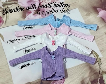 Sweaters with heart buttons for pullip dolls 22/24/26/27cm S/M/L obitsu pullip stock body