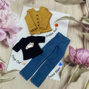 T-shirt, Jeans & Cardigan for pullip dolls 22/24/26/27cm S/M obistu,pullip ,puremeemo, barbie