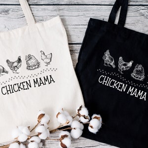en toile maman poulet | fourre-tout d'épicerie au poulet | Cadeaux pour amateurs de poulet | Sac de courses naturel |