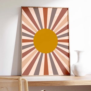 Bohemian Sun Rays Sunshine Art Print / Boho Scandinavian Decor / Wall Art / Living Room / Bedroom / Gift / Urban Art / A5 / A4 / A3
