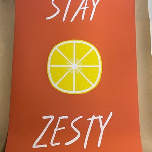 Stay Zesty Lemon Art Print, typography, Colourful poster, Kitchen & Bar decor, Living Room, fruit art, positive quotes, trending wall art image 7