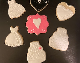 Galletas de azúcar decoradas a mano - Recuerdos de boda (una docena)