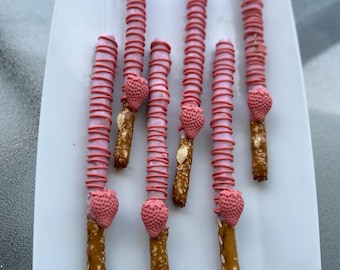 pretzels / strawberries / handmade / chocolate / party favors / treats / desserts / birthday