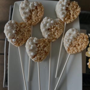 wedding / chocolate dipped / rice crispy treats / party favors / desserts