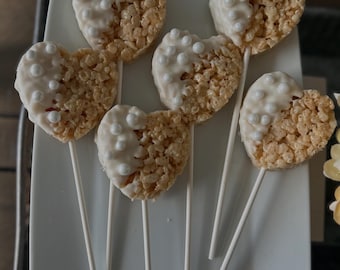 wedding / chocolate dipped / rice crispy treats / party favors / desserts