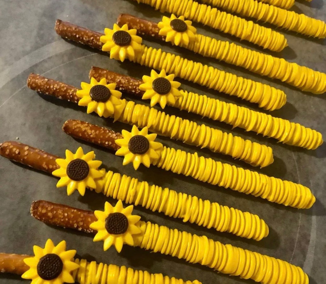 Chocolate Covered Pretzels / Spring / Sunflowers / Chocolate Etsy