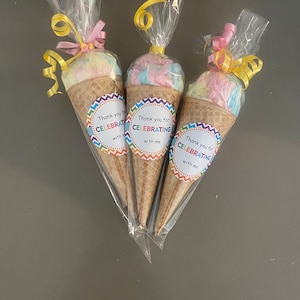 party favors / ice cream cones / cotton candy / birthday / baby shower / gender reveal / desserts