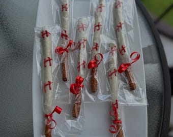baseball / chocolate pretzels / treats / dessert / birthday / handmade / pretzels