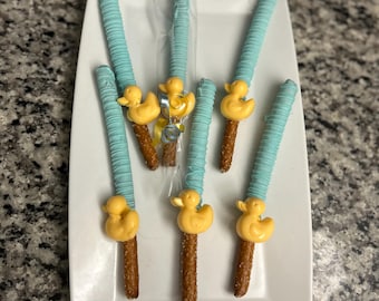 rubber duckies / chocolate pretzels / treats / baby shower / desserts / party favors / handmade / homemade