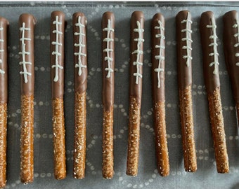 Football / chocolate / pretzels / party favors / chocolate dipped