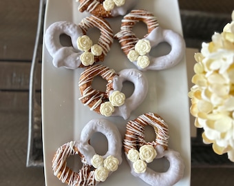 bridal shower / chocolate pretzels / treats / handmade / roses / desserts / custom treats