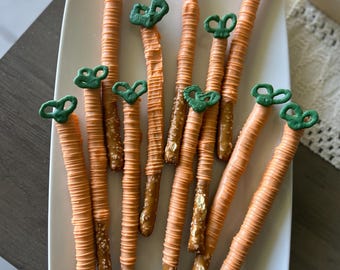 Easter / chocolate covered pretzels / carrots / treats / desserts / chocolate dipped