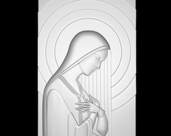 Virgin Mary 3D Model Carving STL File for CNC and 3D Printers