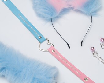 Unicorn Set van BDSM starter, inclusief staartplug, oren, borstclip en kraag Haarband. Cosplay/tepel/vossenoor/wolvenstaart