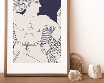 Fassianos Greek Art Print: Minimalist Man Body, Modern Home Decor (Digital Download)
