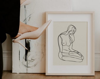 Linear Body, Bennett, Nude Body, Female Body, Body Art, One Line Art, Woman Body, Minimal Art, Minimal, Home Decor, Wall Art, Feminism